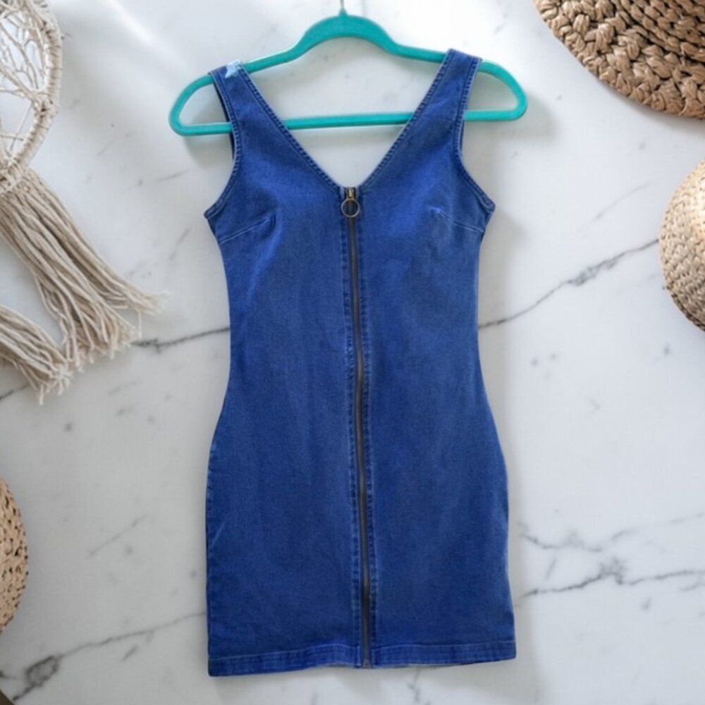 7th & Hudson Women's Size Small Full Zip Denim Mini Dress Blue - Picture 11 of 12